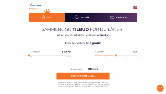 CompareKing - Lån opp til 500 000 kr