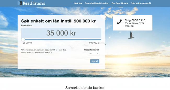 RealFinans - Lån opp til 500 000 kr