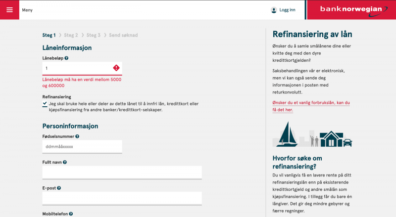 Bank Norwegian Refinansiering