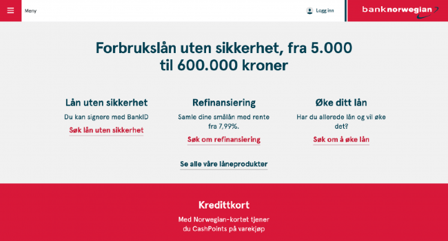 Bank Norwegian - Lån opp til 600 000 kr