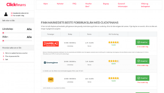 Clickfinans - Lån opp til 500 000 kr