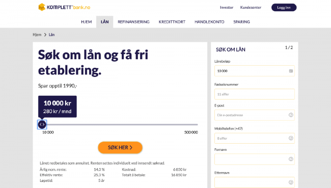 Komplett Bank - Lån opp til 500 000 kr