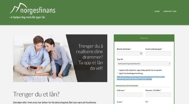 Norgesfinans - Lån opp til 10 000 000 kr