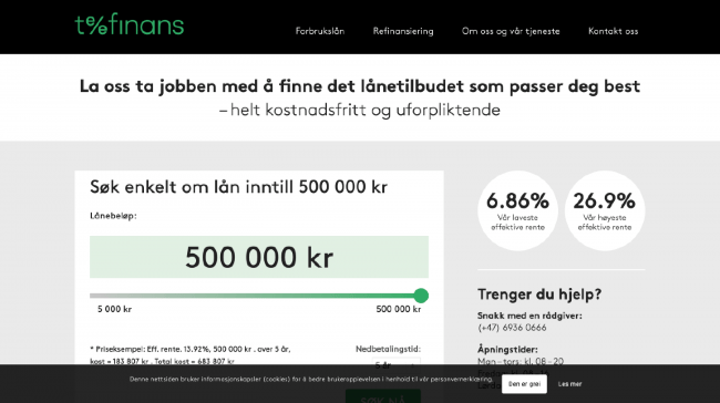 Telefinans - Lån opp til 500 000 kr