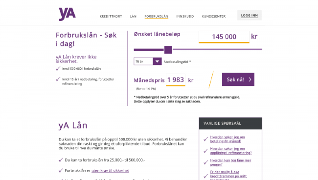 yA Bank - Lån opp til 500 000 kr