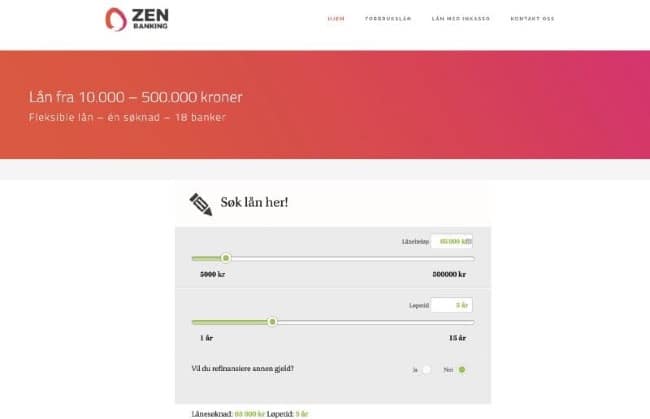 Zen Banking - Lån opp til 500 000 kr